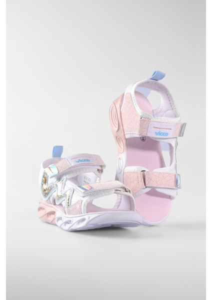 332.F25Y.179 Legendy Filet Işıklı Phylon Beyaz Kız Çocuk Sandalet