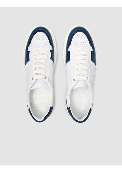 Beyaz-Mavi Erkek Deri Sneaker 125038M fırsatları