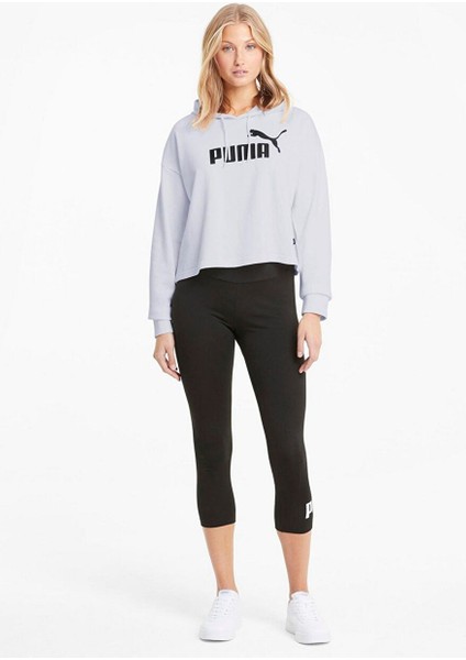 58687002 Ess Cropped Logo Hoodie Tr Kadın Beyaz Kapüşon Yaka Normal Kalıp Sweatshirt fiyatları