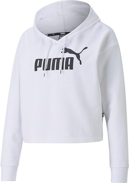 58687002 Ess Cropped Logo Hoodie Tr Kadın Beyaz Kapüşon Yaka Normal Kalıp Sweatshirt fırsatları