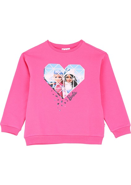 Fuşya Kız Çocuk Baskılı Sweatshirt BRB4WG-SWT6143