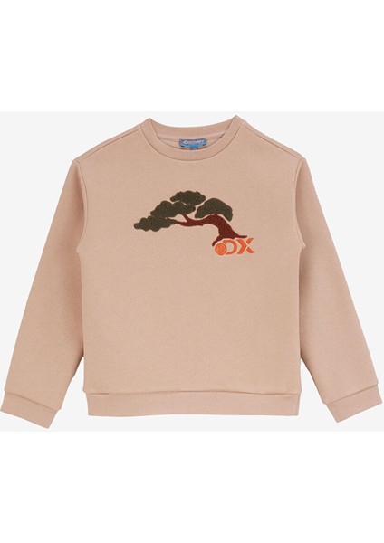 Bej Erkek Çocuk Nakışlı Sweatshirt D4WB-SWT3101