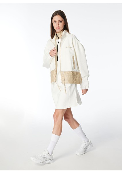 Kırık Beyaz Kadın Dik Yaka Relaxed Baskılı Sweatmont D4SL-SWT3028 modelleri