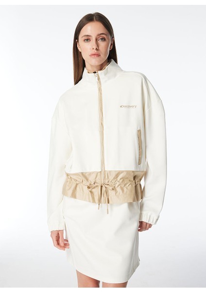Kırık Beyaz Kadın Dik Yaka Relaxed Baskılı Sweatmont D4SL-SWT3028 fırsatları