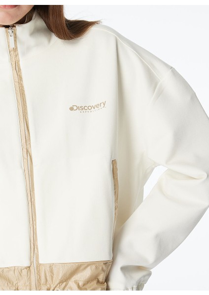 Kırık Beyaz Kadın Dik Yaka Relaxed Baskılı Sweatmont D4SL-SWT3028 indirimleri