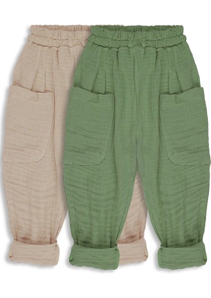 2'li Paket Boyfriend Müslin Pantolon
