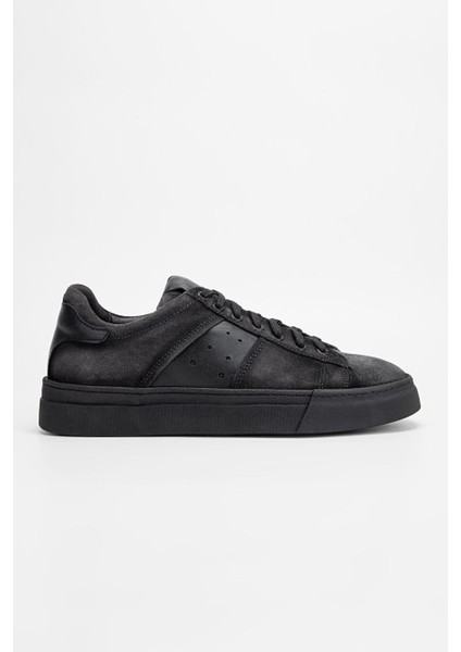 Erkek Siyah Grft Hakiki Deri Sneakers & Spor Ayakkabı