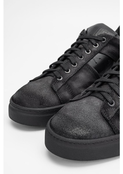Erkek Siyah Grft Hakiki Deri Sneakers & Spor Ayakkabı