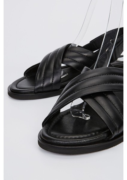 Sandals Factory Zeno Erkek Siyah Hakiki Deri Sandalet Ayakkabı