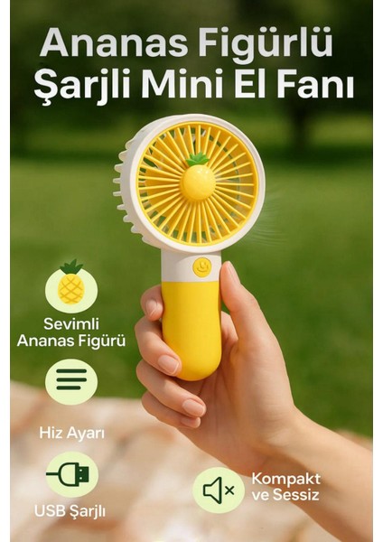 Sevimli Meyve Figürlü Şarjlı Taşınabilir Mini El Fanı ve Masa Fanı Soğutucu Pervane