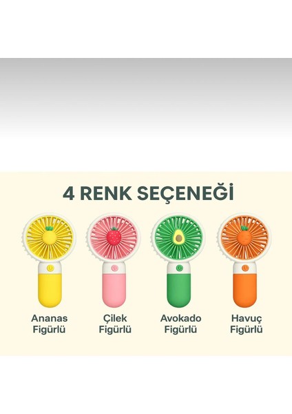 Sevimli Meyve Figürlü Şarjlı Taşınabilir Mini El Fanı ve Masa Fanı Soğutucu Pervane