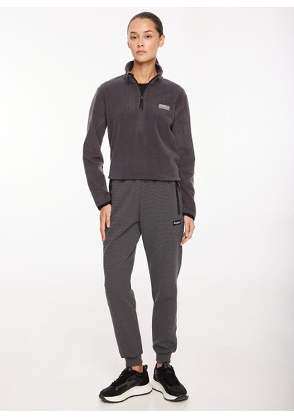 Antrasit Kadın Kapüşon Yaka Standart Fit Polar Sweatshırt D3WL-SWT26