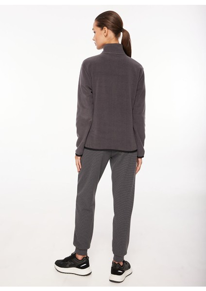 Antrasit Kadın Kapüşon Yaka Standart Fit Polar Sweatshırt D3WL-SWT26