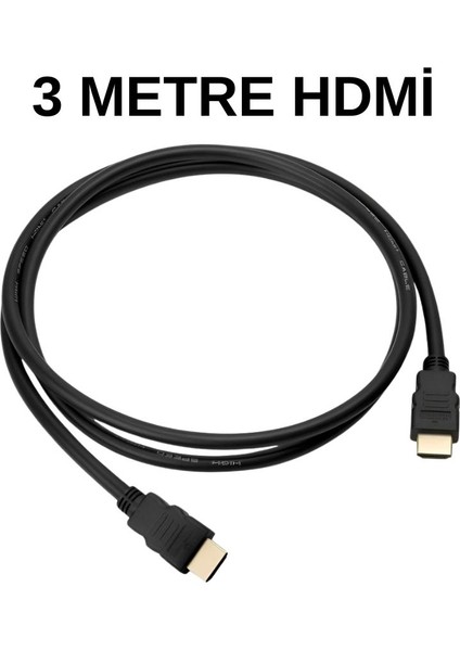 HDMI Kablo 3 Metre – 1080p Full HD, Altın Uçlu, TV Bilgisayar Uyumlu Görüntü Kablosu