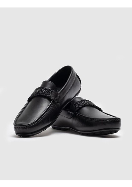 Hakiki Deri Siyah Tokalı Erkek Loafer fırsatları