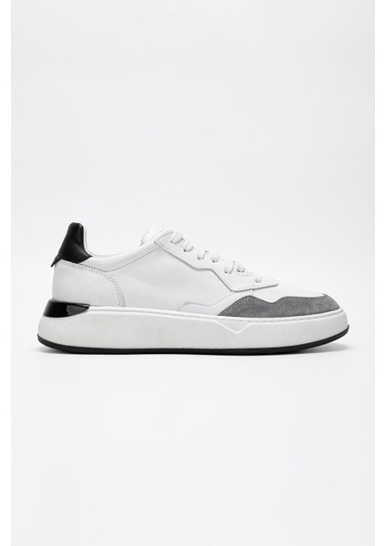 Erkek Beyaz/gri Hakiki Deri Sneakers & Spor Ayakkabı
