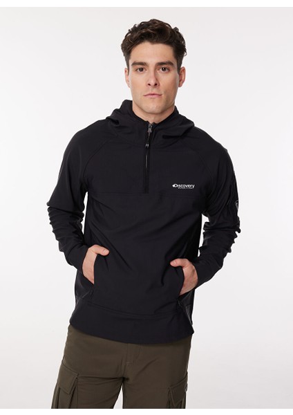 Siyah Erkek Kapüşon Yaka Standart Fit Sweatmont D3WM-SWT21