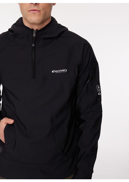 Siyah Erkek Kapüşon Yaka Standart Fit Sweatmont D3WM-SWT21