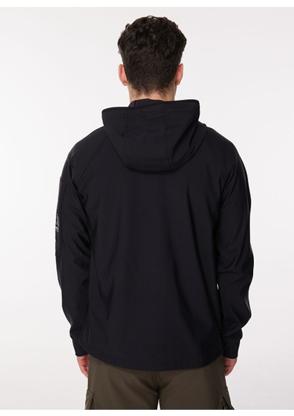 Siyah Erkek Kapüşon Yaka Standart Fit Sweatmont D3WM-SWT21