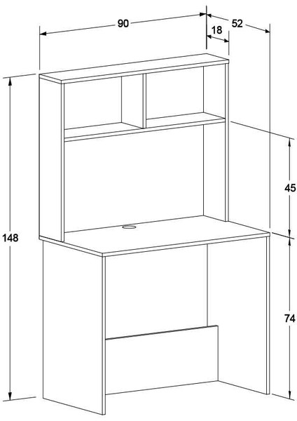 White Raflı Çalışma Masası-Mat Beyaz 90X148X52 cm (Gxyxd)