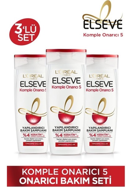L'Oreal Paris 3'lü Elseve Komple Onarıcı 5 Yapılandırıcı Şampuan 300ml