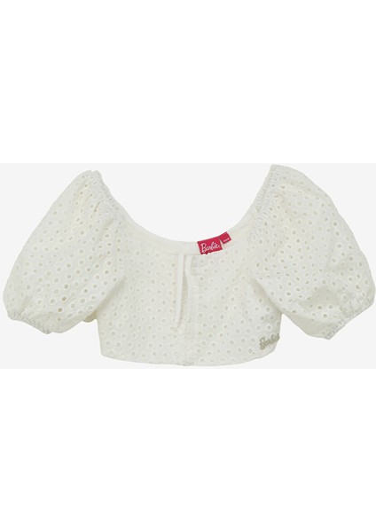 Beyaz Kız Çocuk U Yaka Regular Fit Ajurlu Bluz BRB4SG-BLZ6001