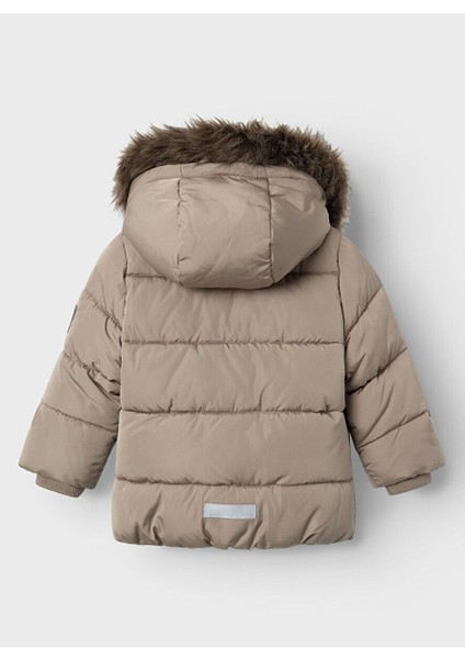 Name It Kahve Erkek Çocuk Fermuarlı Normal Kalıp Desenli Puffer Mont 13231305