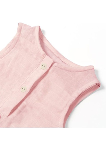 Müslin Kız Bebek Kolsuz Tulum - Innocent Pink