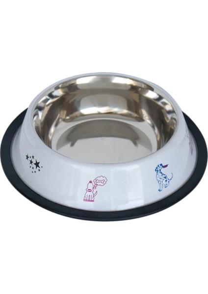 Köpek Çelik Mama Kabı Beyaz- 16 Oz