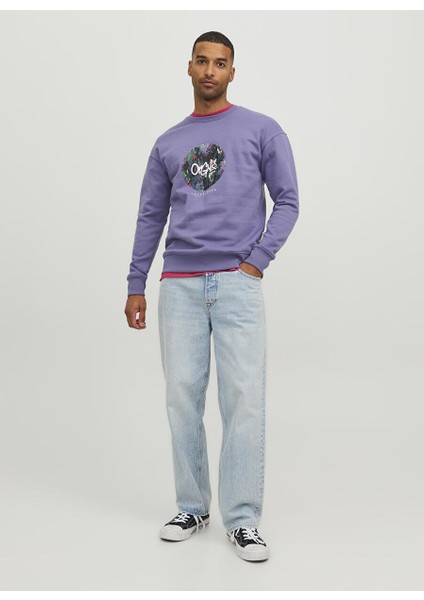 Bisiklet Yaka Mor Erkek Sweatshırt Jorsılverlake Sweat Crew Neck Ln
