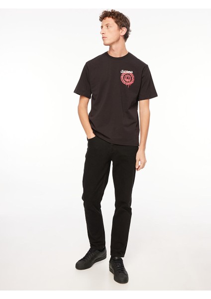 Bisiklet Yaka Siyah Erkek T-Shirt 75OAHG03 modelleri