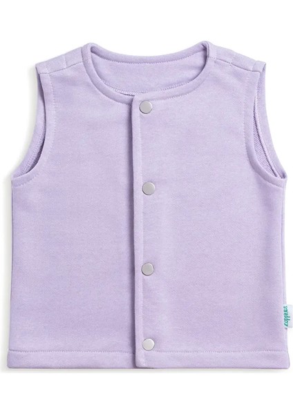 Çıtçıtlı Pamuk Bebek Çocuk Yelek - Lila