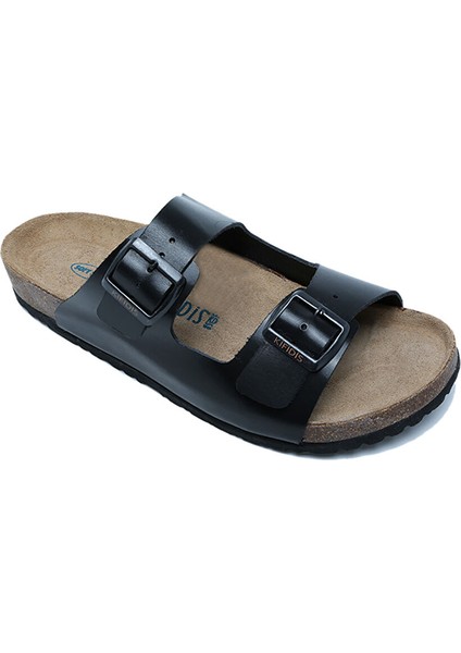 K0765DE Kifidis Soft Step Erkek Çift Bantlı Deri Mantar Terlik 40-46