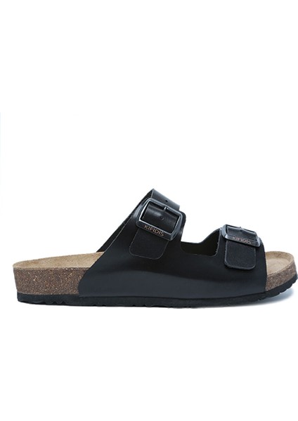 K0765DE Kifidis Soft Step Erkek Çift Bantlı Deri Mantar Terlik 40-46