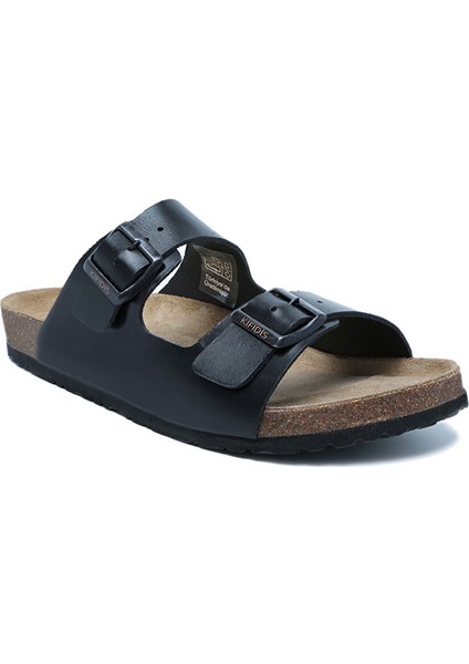 K0765DE Kifidis Soft Step Erkek Çift Bantlı Deri Mantar Terlik 40-46