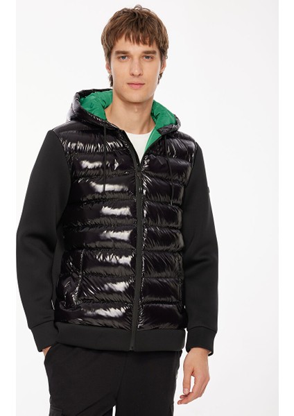Siyah Erkek Kapüşon Yaka Basic Kapitone Sweatmont D3WM-SWT11