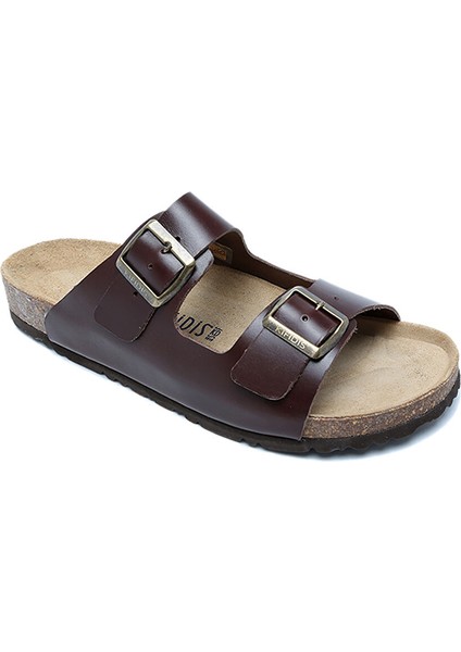 K0765DE Kifidis Soft Step Erkek Çift Bantlı Deri Mantar Terlik 40-46