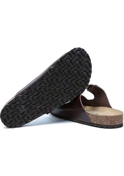 K0765DE Kifidis Soft Step Erkek Çift Bantlı Deri Mantar Terlik 40-46