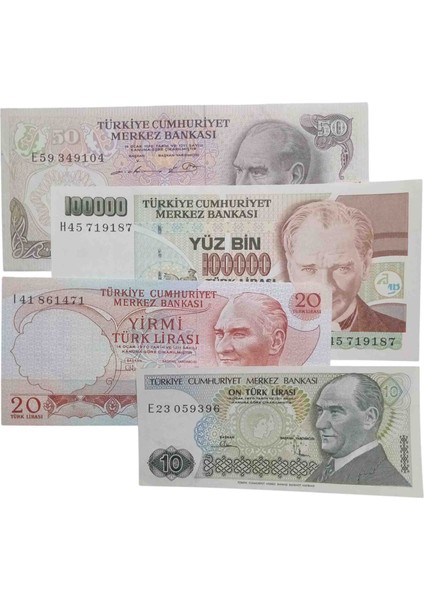6. 7. Emisyon 4 Adet Koleksiyon Kağıt Para Koleksiyon Başlangıç Setleri Antika Darpane Hobi Hediye