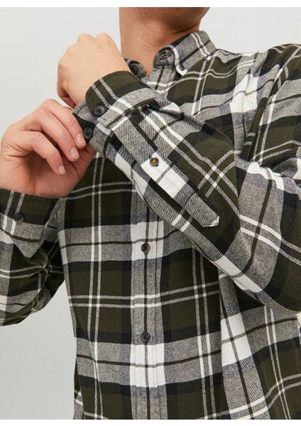 Slim Fit Yeşil Düz Erkek Gömlek Jjeclassıc Autumn Check Shırt Ls Sn indirimleri