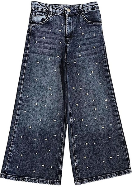 Kız Çocuk Inci ve Taşlı Jean Pantolon