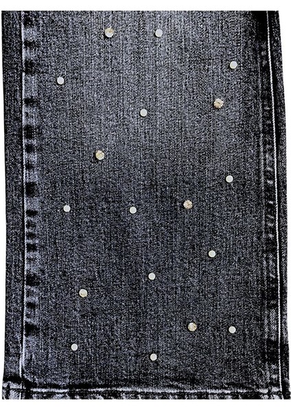 Kız Çocuk Inci ve Taşlı Jean Pantolon