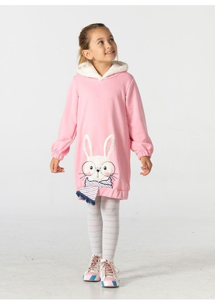 Bunny Soft Kapişonlu Pembe Kız Çocuk Elbise fiyatları
