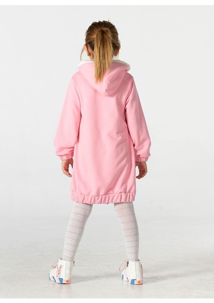 Bunny Soft Kapişonlu Pembe Kız Çocuk Elbise modelleri