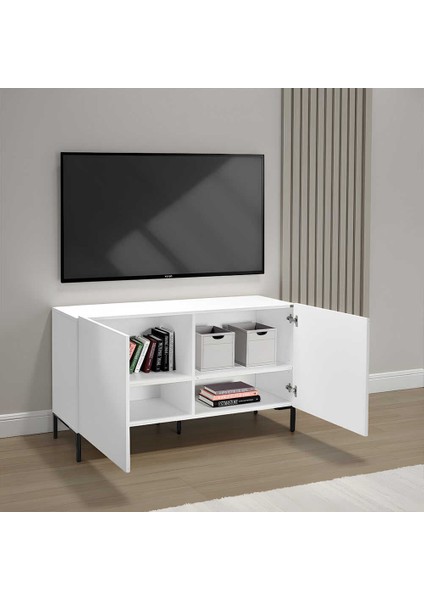 Roma 2 Kapaklı Modüler Tv Ünitesi - Mat Lake Beyaz 120X70X43 cm (Gxyxd) fiyatları