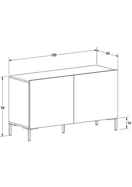 Roma 2 Kapaklı Modüler Tv Ünitesi - Mat Lake Beyaz 120X70X43 cm (Gxyxd)
