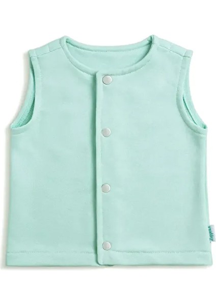 Çıtçıtlı Pamuk Bebek Çocuk Yelek - Mint