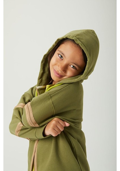 3'ü Bir Arada Dönüşebilir Hoodie Çıkarılabilir Dirsek Parçalı Kapüşonlu Çocuk Sweatshirt