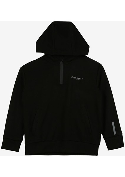 Siyah Erkek Çocuk Kapüşon Yaka Relaxed Fit Sweatshirt D3WB-SWT12