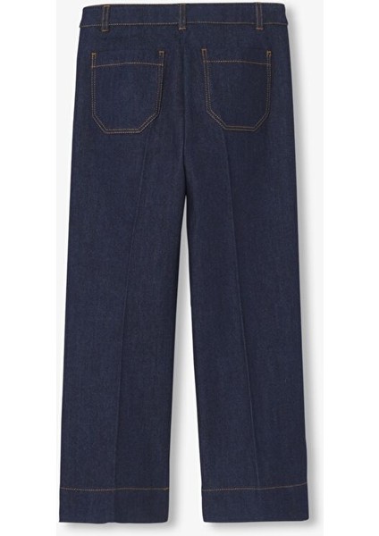 Kız Çocuk Retro Geniş Paça Jean Pantolon